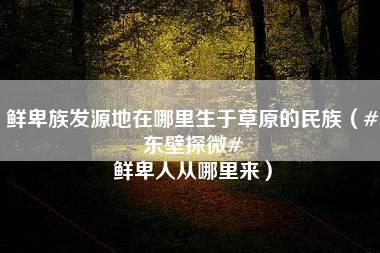 鲜卑族发源地在哪里生于草原的民族（#东壁探微# 鲜卑人从哪里来）