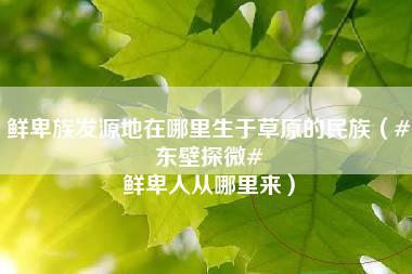 鲜卑族发源地在哪里生于草原的民族（#东壁探微# 鲜卑人从哪里来）