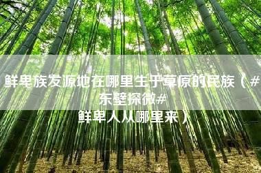 鲜卑族发源地在哪里生于草原的民族（#东壁探微# 鲜卑人从哪里来）