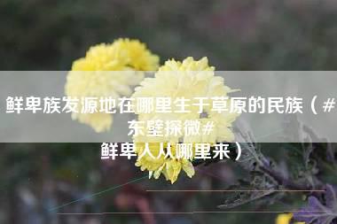 鲜卑族发源地在哪里生于草原的民族（#东壁探微# 鲜卑人从哪里来）