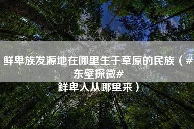 鲜卑族发源地在哪里生于草原的民族（#东壁探微# 鲜卑人从哪里来）