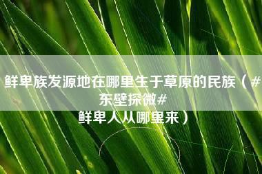 鲜卑族发源地在哪里生于草原的民族（#东壁探微# 鲜卑人从哪里来）