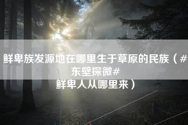 鲜卑族发源地在哪里生于草原的民族（#东壁探微# 鲜卑人从哪里来）