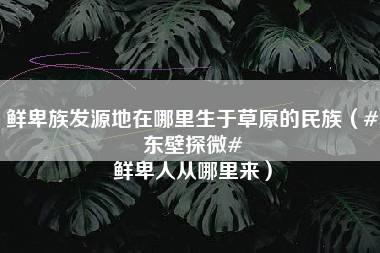 鲜卑族发源地在哪里生于草原的民族（#东壁探微# 鲜卑人从哪里来）