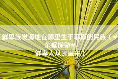 鲜卑族发源地在哪里生于草原的民族（#东壁探微# 鲜卑人从哪里来）