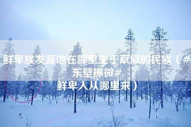 鲜卑族发源地在哪里生于草原的民族（#东壁探微# 鲜卑人从哪里来）