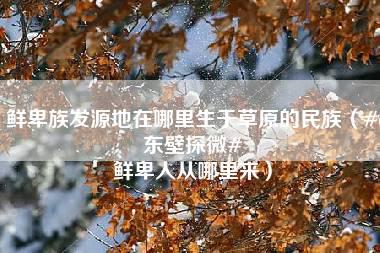 鲜卑族发源地在哪里生于草原的民族（#东壁探微# 鲜卑人从哪里来）